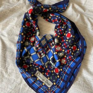 Christian Dior Vintage silk scarf - vibrant colours, geometric pattern. Gorgeous